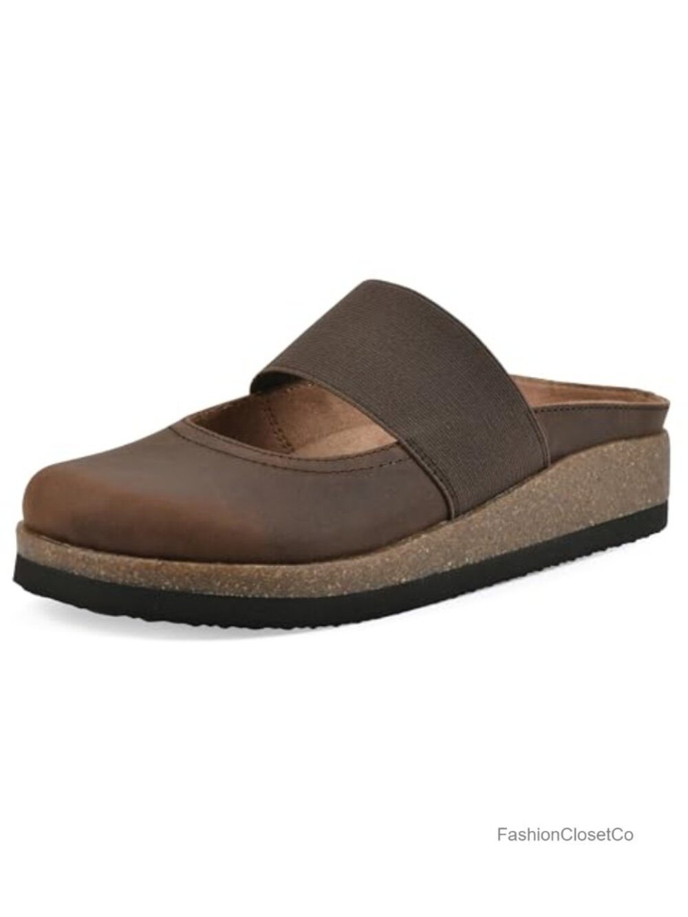 Women's Leather Mary Jane Clog with Contoured Footbed